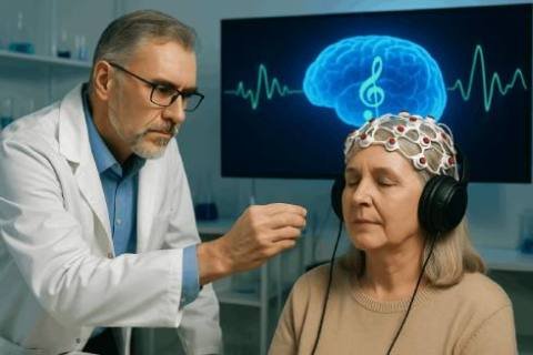 Diagram showing how Genius Brain Signal audio program works through sound patterns